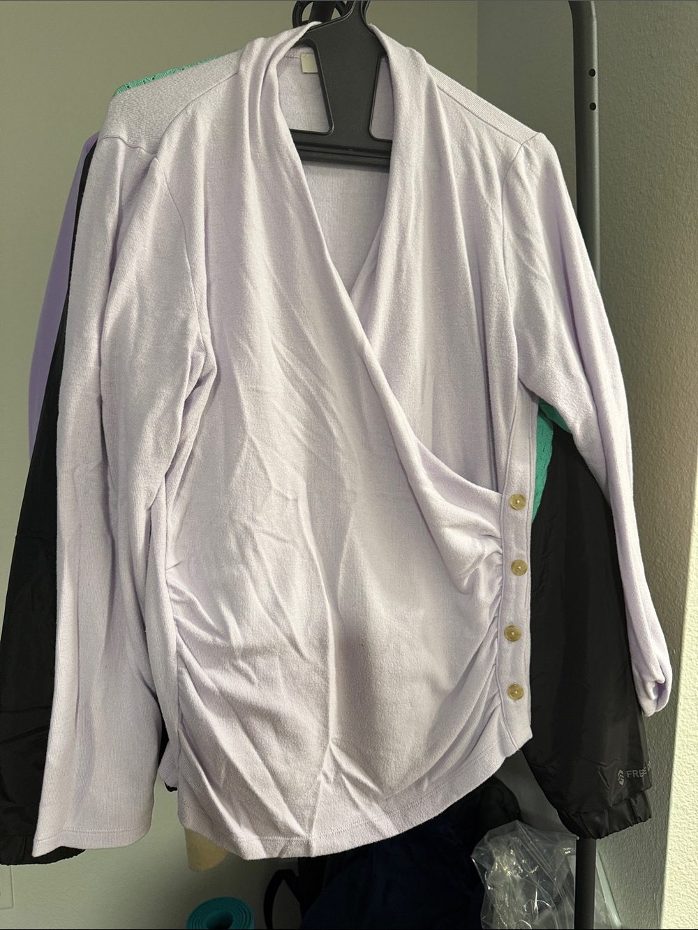 LOFT Light Lavender Wrap-Front Long Sleeve Top